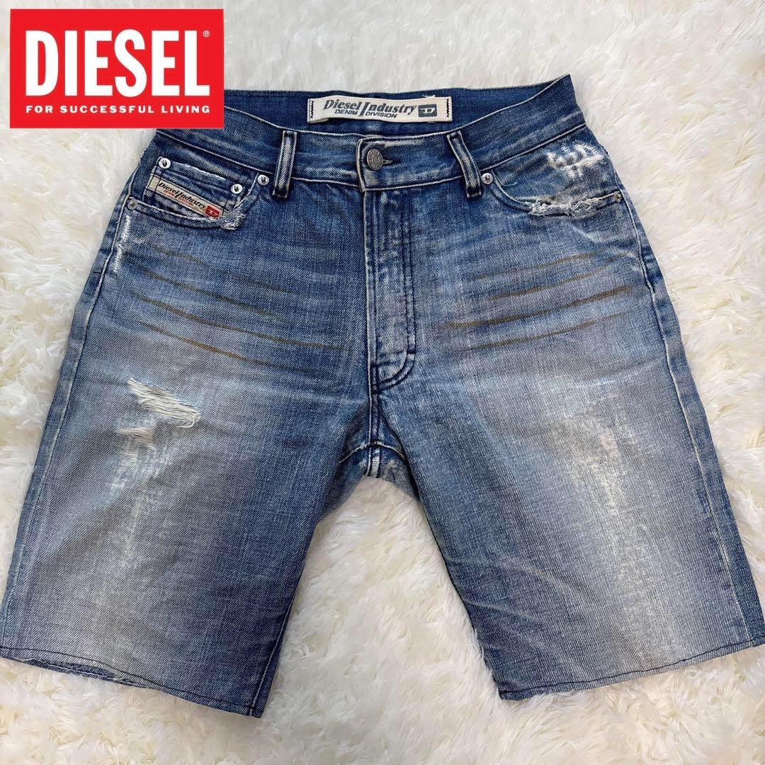 最新作の DIESEL ディーゼル ダメージ デニム ショートパンツ ハーフ パンツ