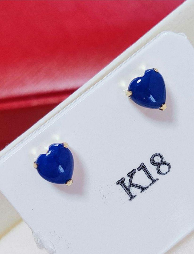 未使用品 k18 天然ラピスラズリ ピアス