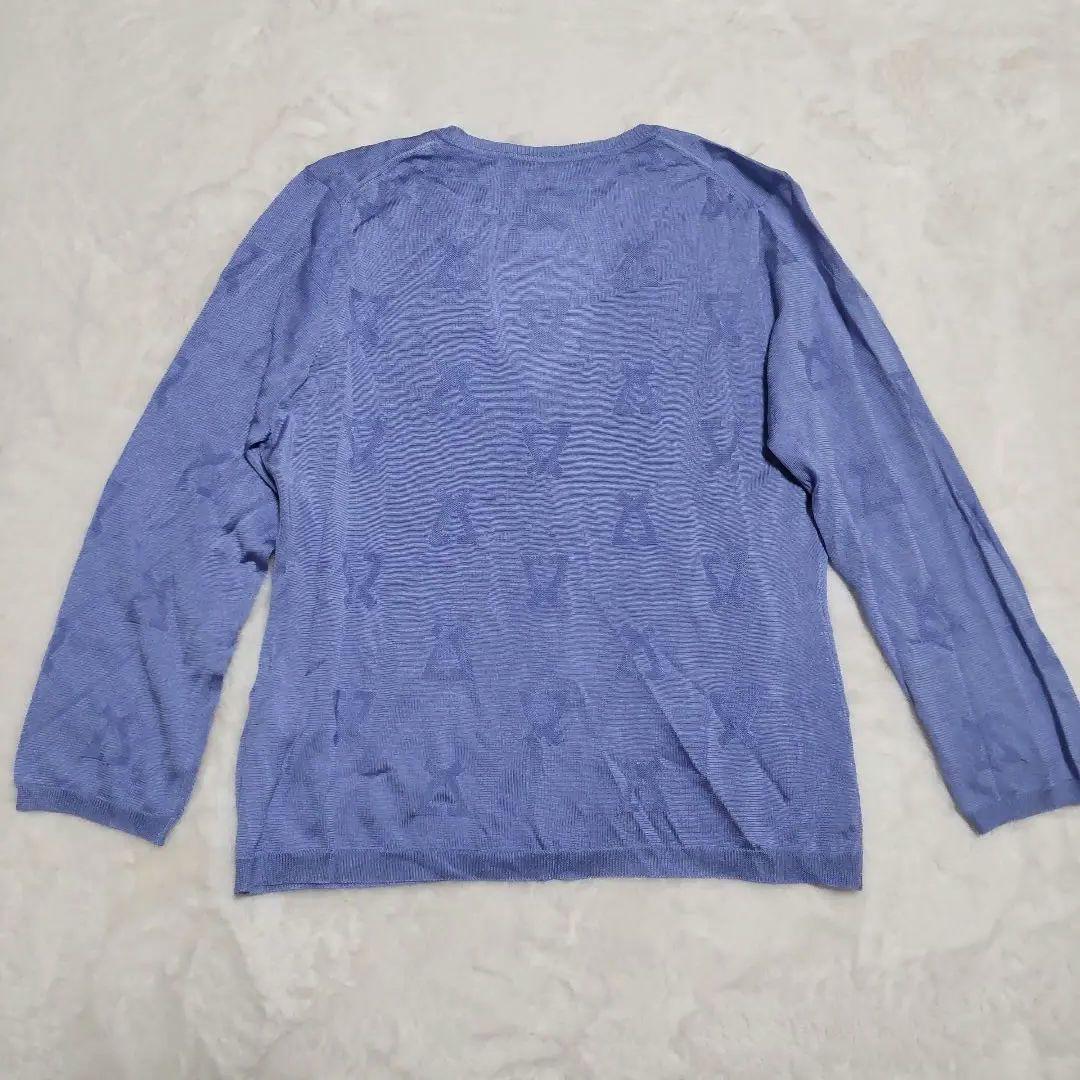 LEONARD レオナール LL シルク100%ロゴ入り カーディガン サックス LEONARD レオナール LL シルク100%ロゴ入り カーディガン サックス