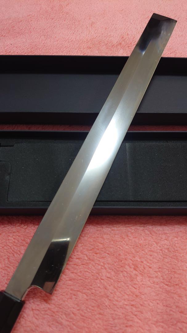 新品未使用 鏡面仕上げ 蛸引包丁 尺一 330mm V金10号 黒檀水牛八角柄