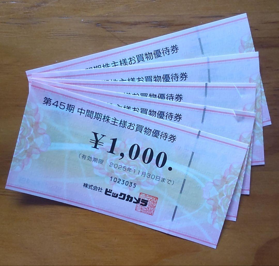 ビックカメラ株主優待券5000円分