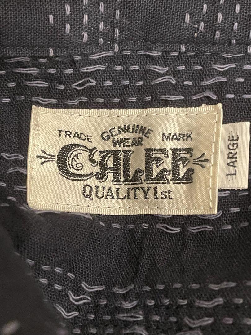 美品 CALEE calee キャリー　半袖シャツ　総柄シャツ 【L】ネイビー