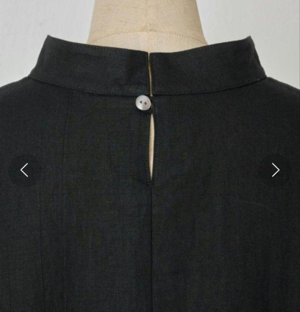 【美品】ビアズリー ドット パフスリーブ リネン ワンピース