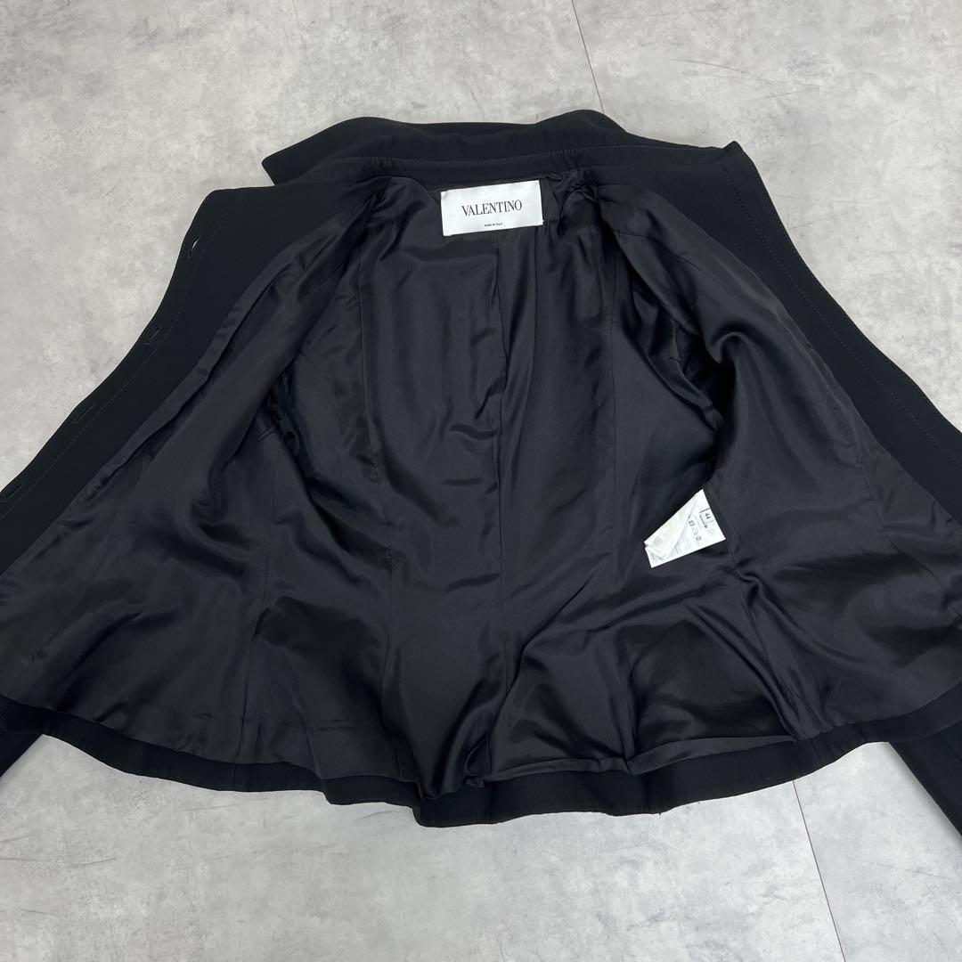 ヴァレンティノ ジャケット ペプラム ラッフル 黒 ウール シルク 44Ω
