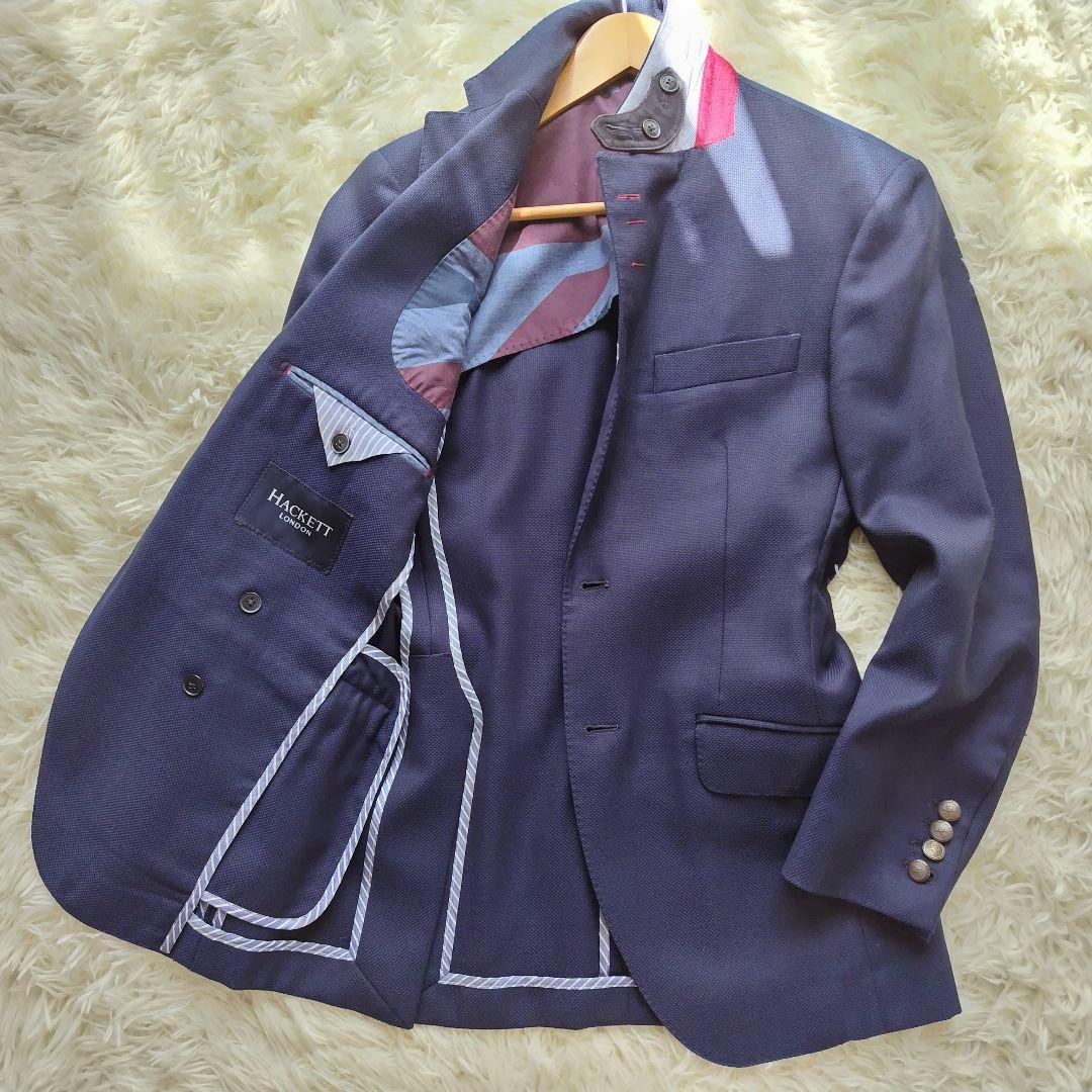 【美品】ハケットロンドン　ネイビー　シングルジャケット　トラッド　春　背抜き