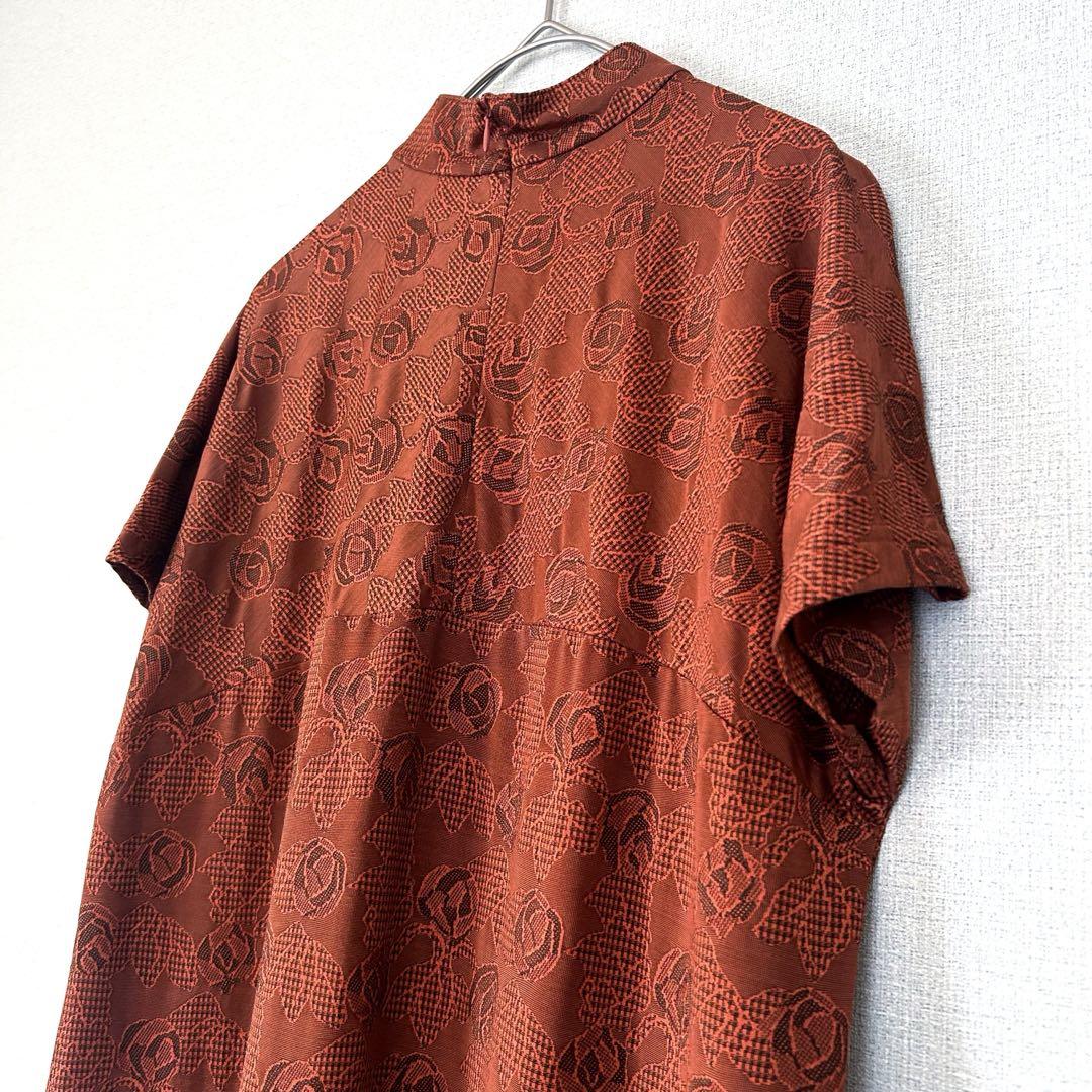 【美品】HIROKO KOSHINO 総柄フレンチスリーブ ワンピース 11 美品】HIROKO KOSHINO 総柄フレンチスリーブ ワンピース 11