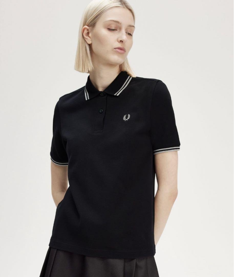FRED PERRY レディース ブラック ポロシャツ UK 10