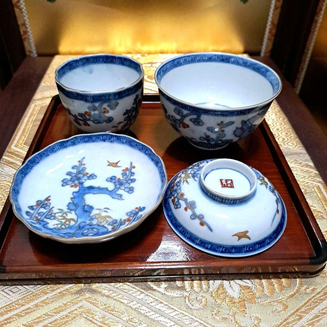古伊万里 麒麟文 アンティーク 通りもん 染錦 蕎麦猪口
