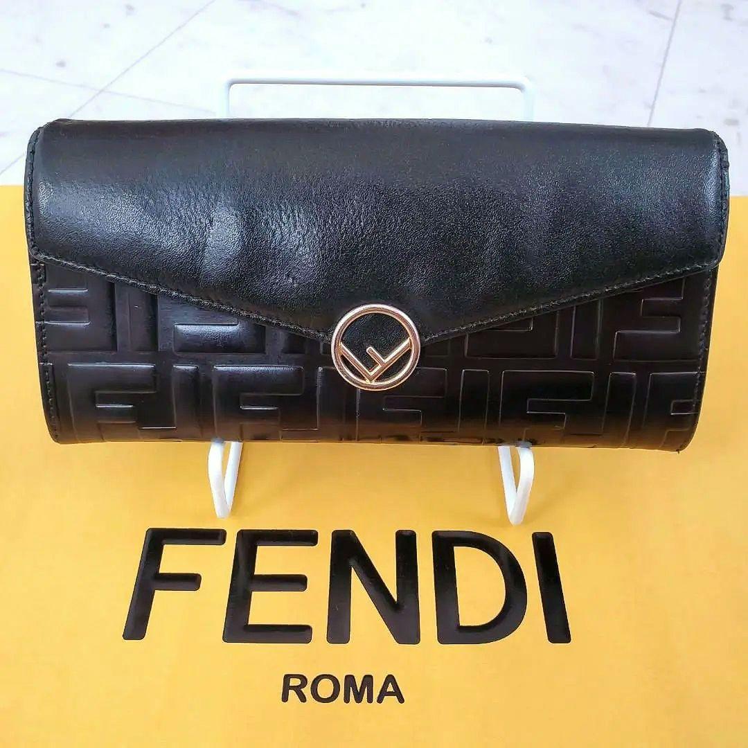 訳あり フェンディ FENDI 長財布 エフイズ 人気モデル ズッカ 黒 希少