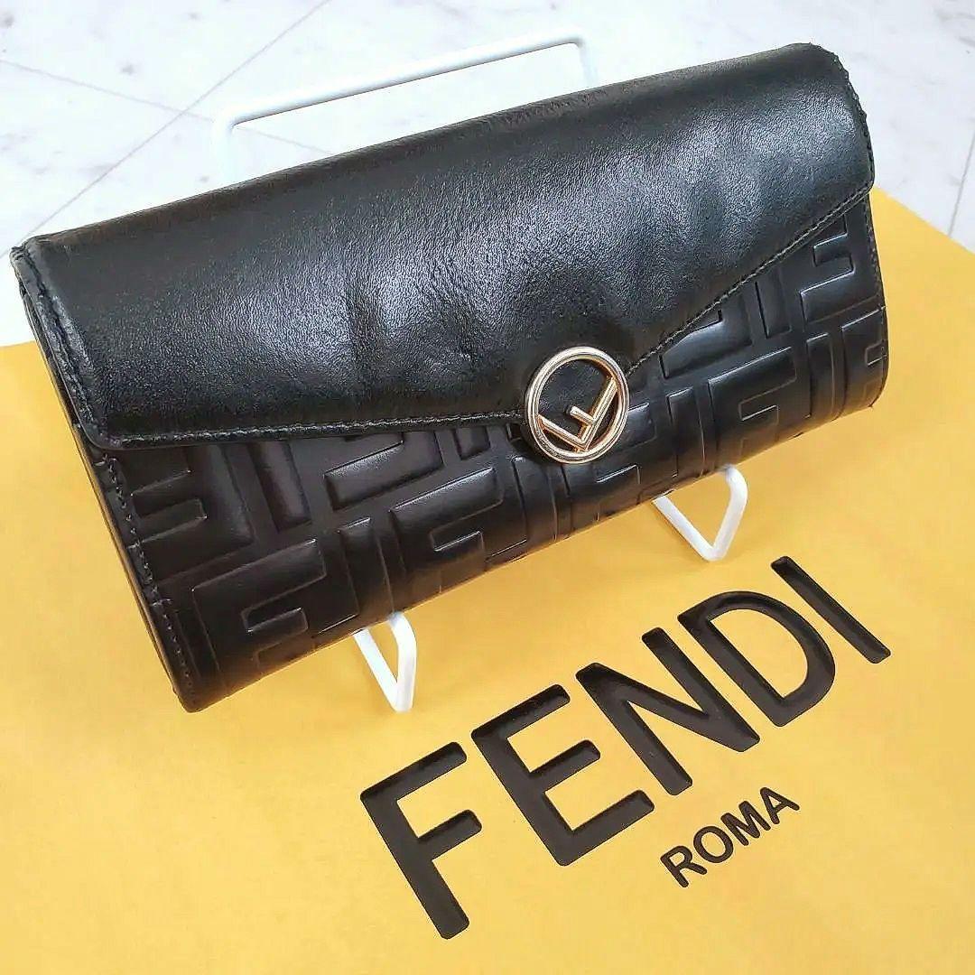 訳あり フェンディ FENDI 長財布 エフイズ 人気モデル ズッカ 黒 希少