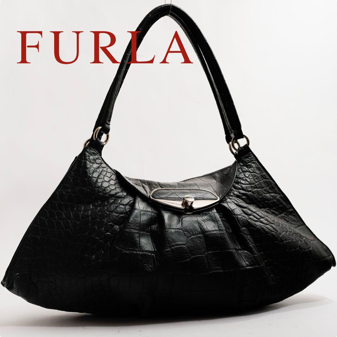 FURLA フルラ クロコ 型押し トートバッグ レザー メンズ バッグ