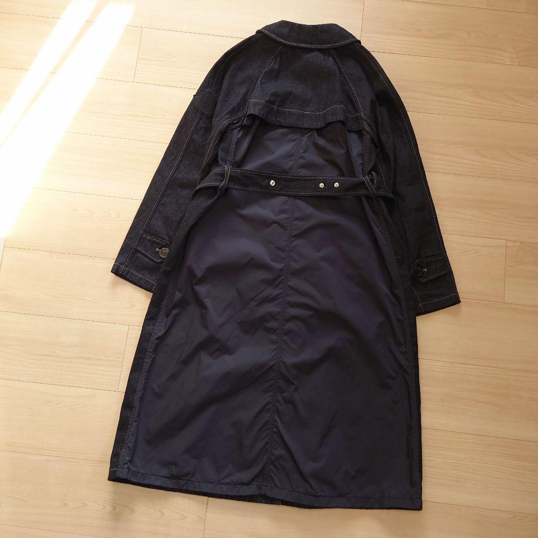 MONCLER　デニム✕ナイロン ロングコート　インディゴ