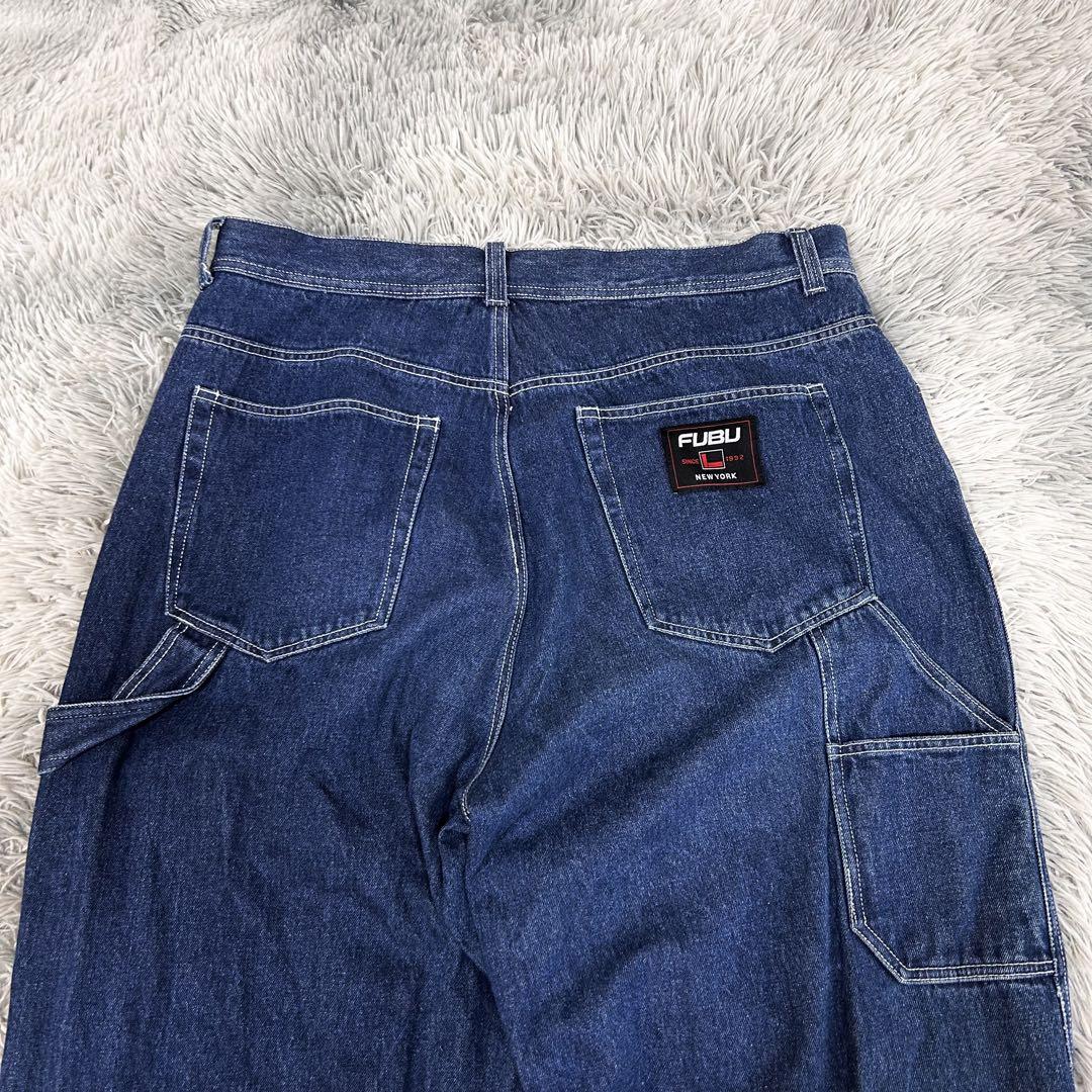 m6438【FUBU】極太 B系 ペインターデニムパンツ W38 ゆるだぼ