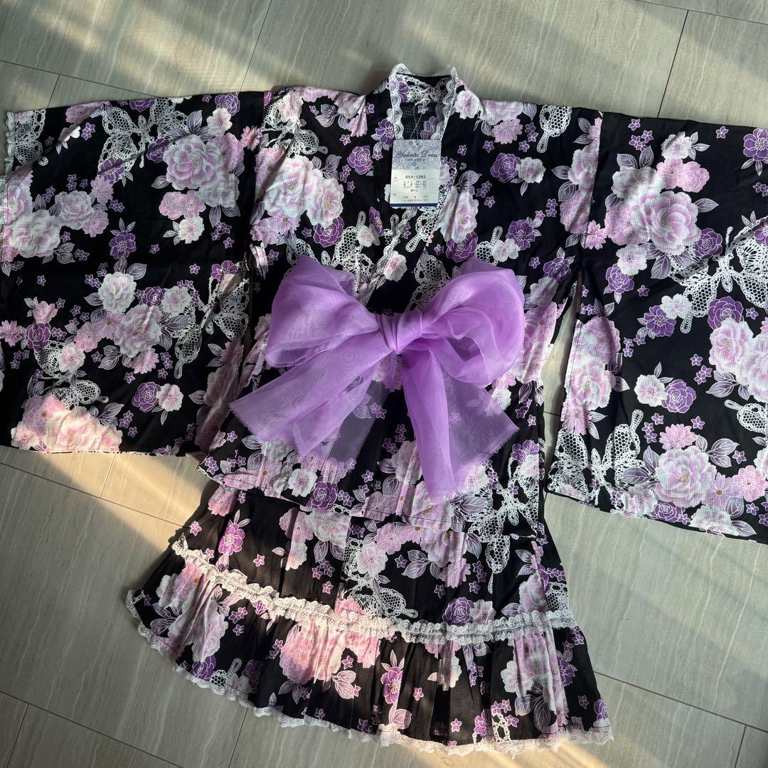 さ*な様 新品 浴衣ドレス 大人用 y2k 姫系 地雷 ゆかた ドレス レース
