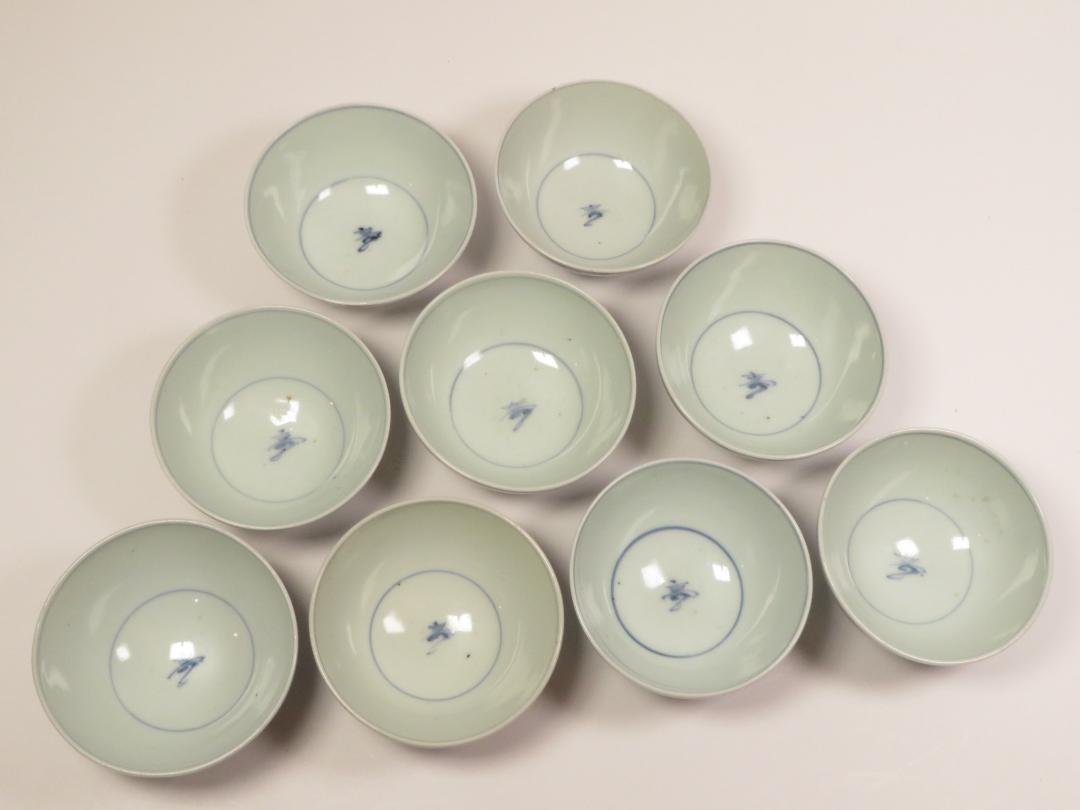 3484番　古美術＜値下げ交渉大歓迎＞染付　伊万里　お茶碗　９客セット
