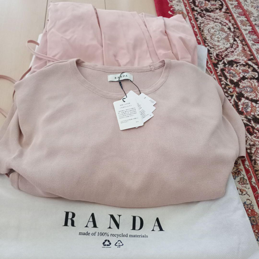 RANDA 半袖ロングワンピース ピンクお値下