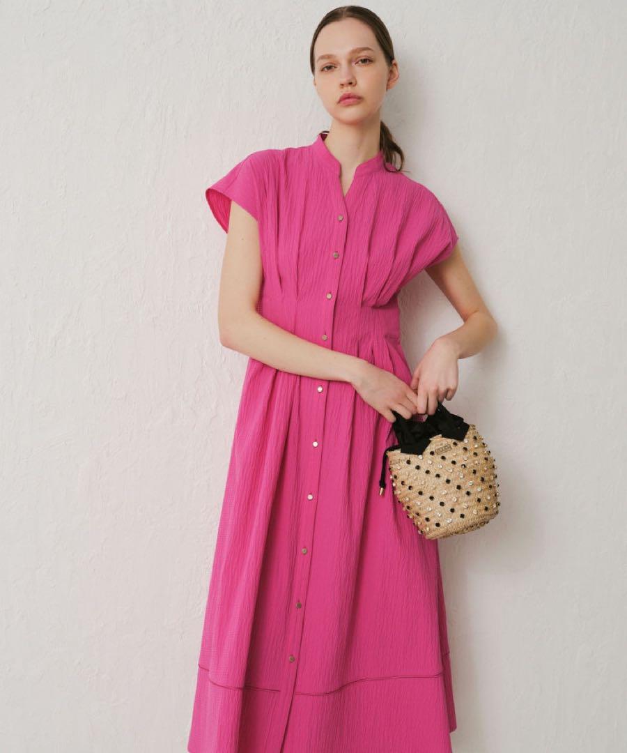 大人気 LOULOU WILLOUGHBY ワッフル シャツワンピ ピンク S