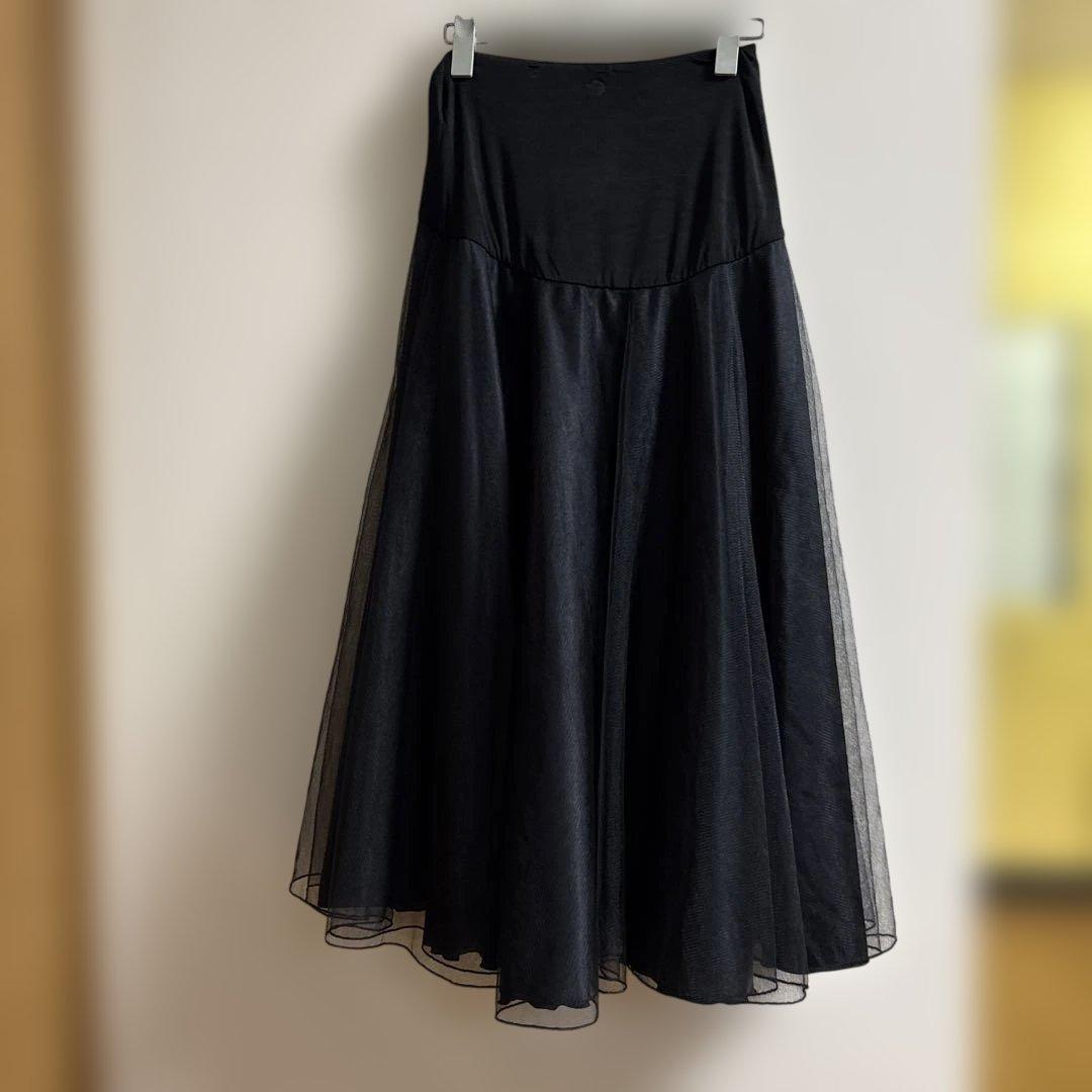 CHACOTT チュールのフレアスカート M 黒