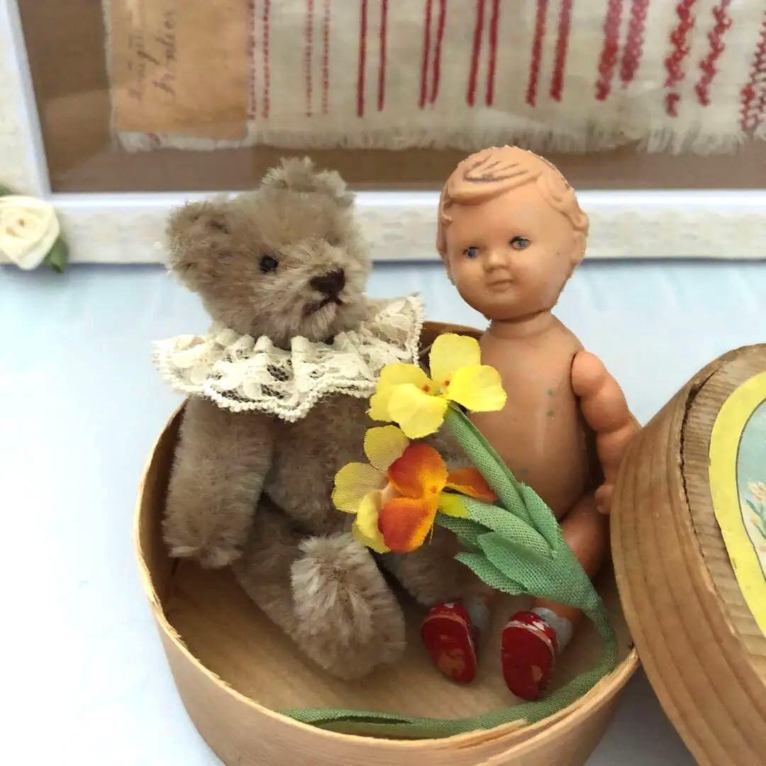 ヴィンテージ テディベアとドールのセット傷や汚れあり