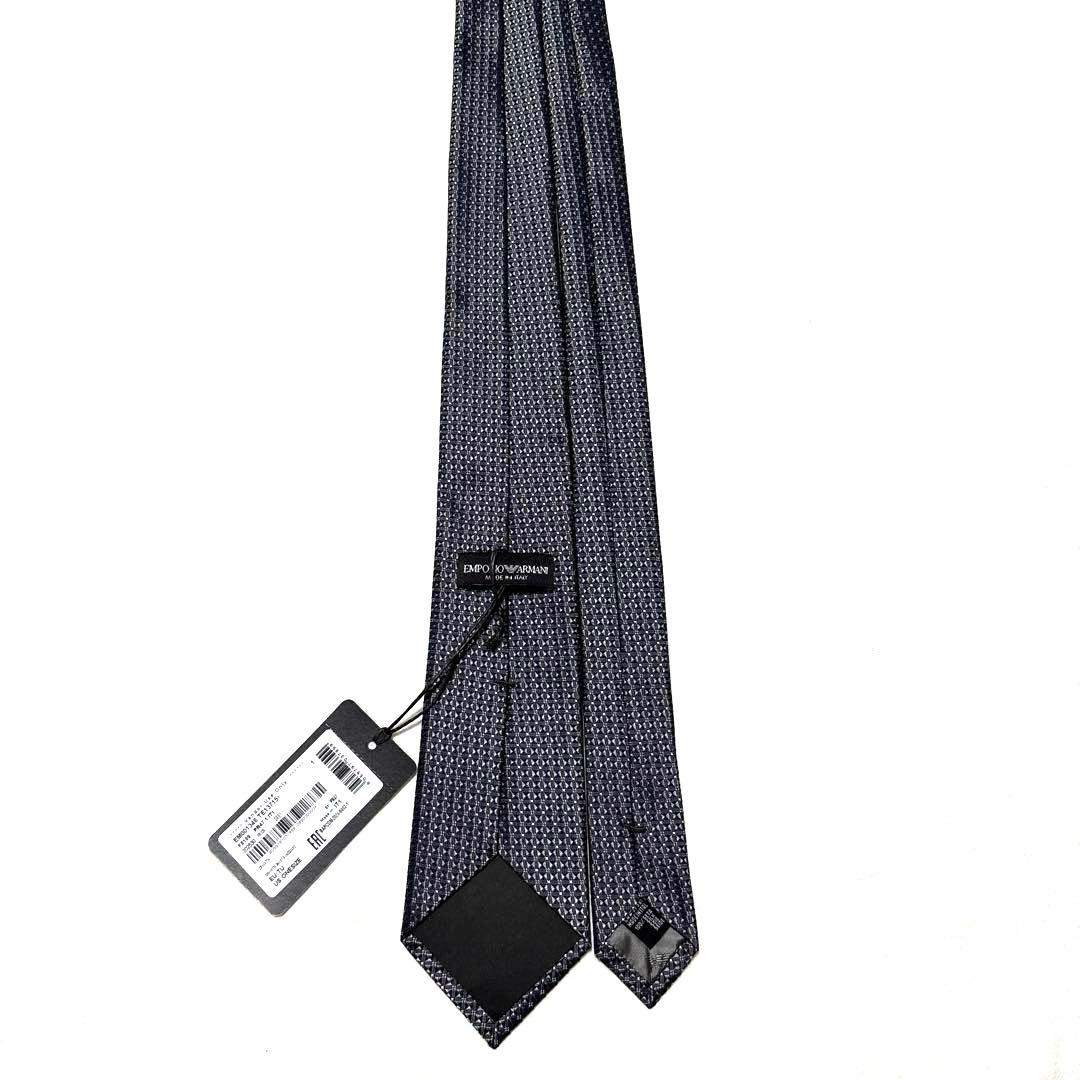 新品　エンポリオアルマーニ　ネクタイ　ブラック　無地　ジャガード　箱付