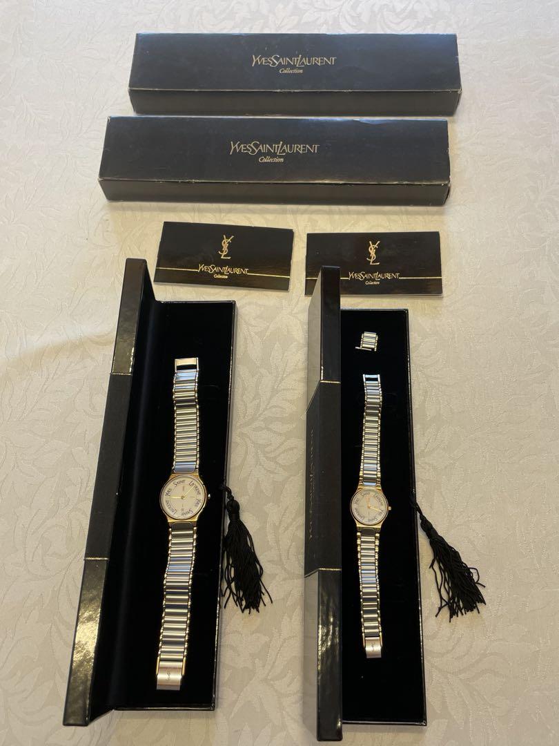 ☆レトロ美品☆イブサンローランYves Saint Laurent ペアウォッチ