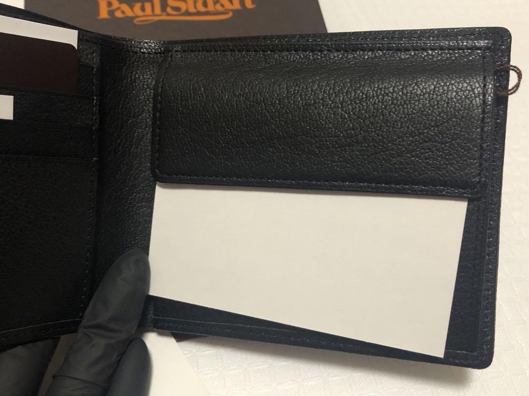 日本製ポールスチュアートPaul Stuart 黒 山羊革 二つ折り財布