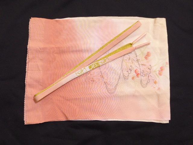 上品！手描き 一つ紋★訪問着 4点 フルセット 正絹 袋帯★ベージュ160/63