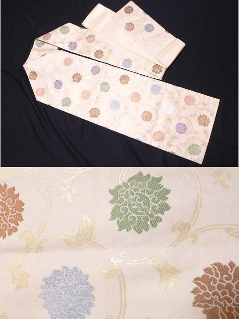 上品！手描き 一つ紋★訪問着 4点 フルセット 正絹 袋帯★ベージュ160/63