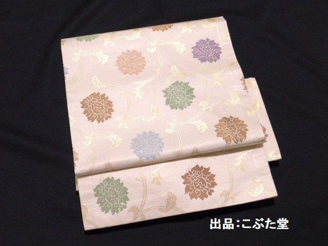 上品！手描き 一つ紋★訪問着 4点 フルセット 正絹 袋帯★ベージュ160/63