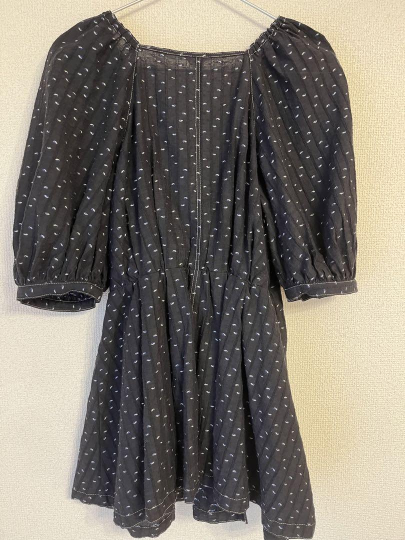 IENA カットジャガードカシュクールブラウス ネイビー