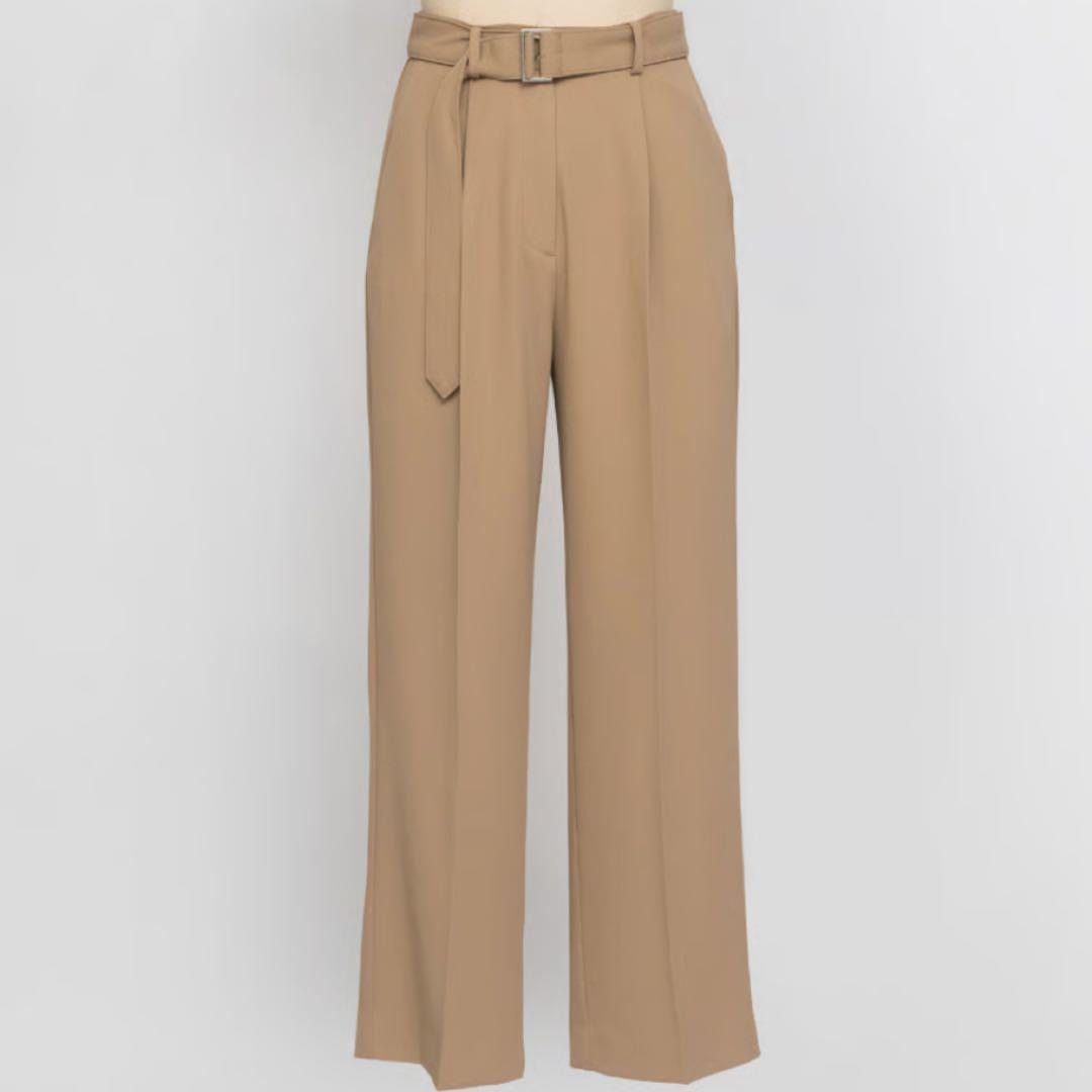 WCJ ベルト付きワイドセンタープレスパンツ