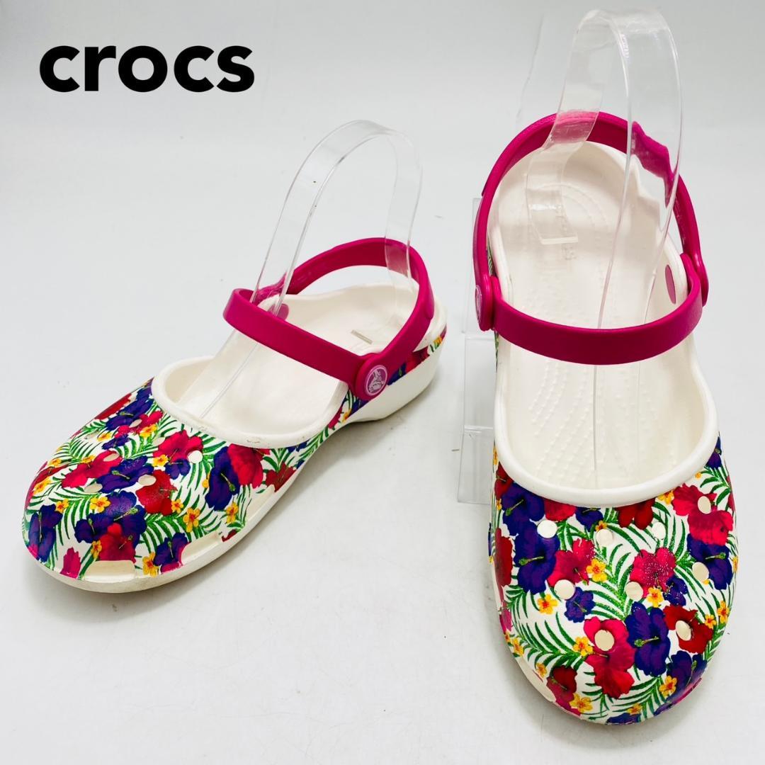 crocs カリン フローラル サンダル ラバー W6 マルチカラー 花柄