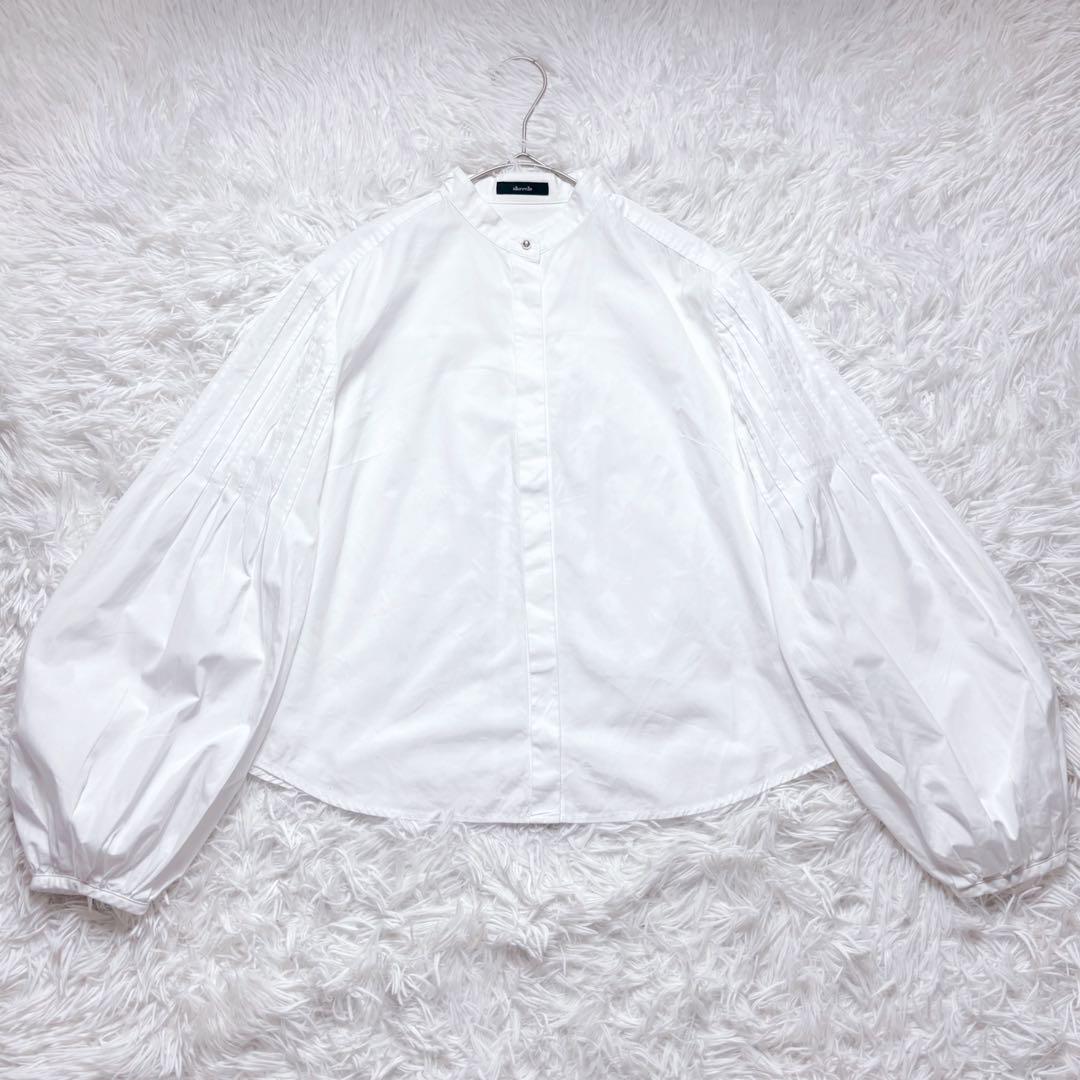 美品✨24ss アルアバイル ブロード袖 ピンタック ブラウス ノーカラー