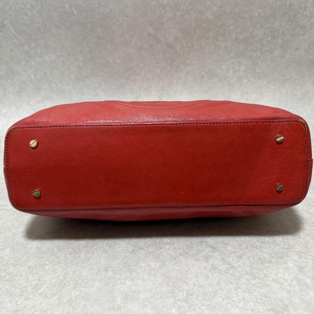 TORY BURCH トリーバーチ トートバッグ レザー 赤 ロゴ型押し 大容量 トリーバーチ】トートバッグ レザー ロゴ型押し 大容量 レッド