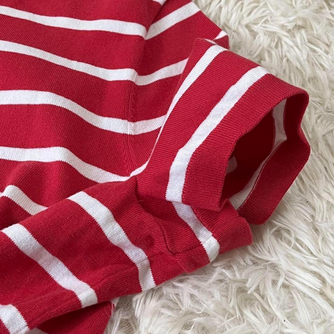 ★未使用級★POLO RALPH LAUREN ボーダーサマーニット半袖 赤 ☆未使用級☆POLO RALPH LAUREN ボーダーサマーニット半袖 赤