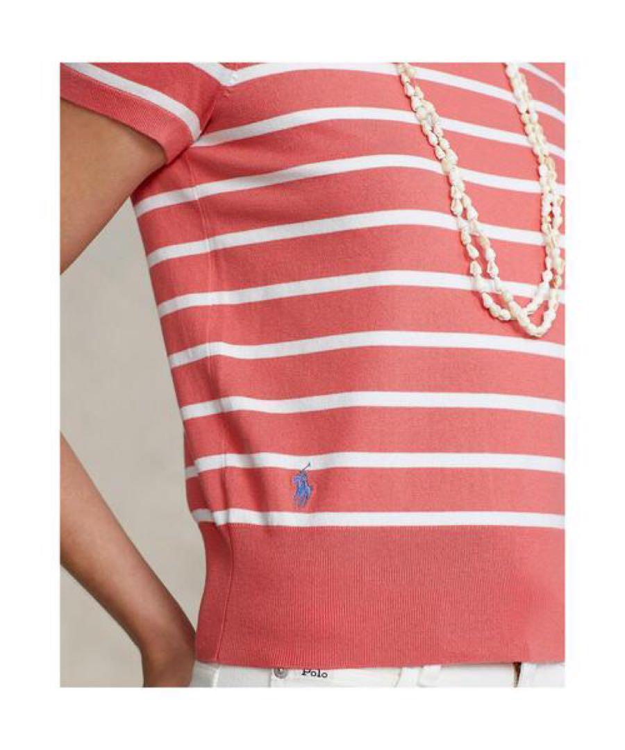 ★未使用級★POLO RALPH LAUREN ボーダーサマーニット半袖 赤 ☆未使用級☆POLO RALPH LAUREN ボーダーサマーニット半袖 赤