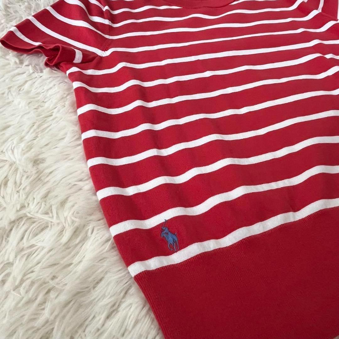 ★未使用級★POLO RALPH LAUREN ボーダーサマーニット半袖 赤 ☆未使用級☆POLO RALPH LAUREN ボーダーサマーニット半袖 赤