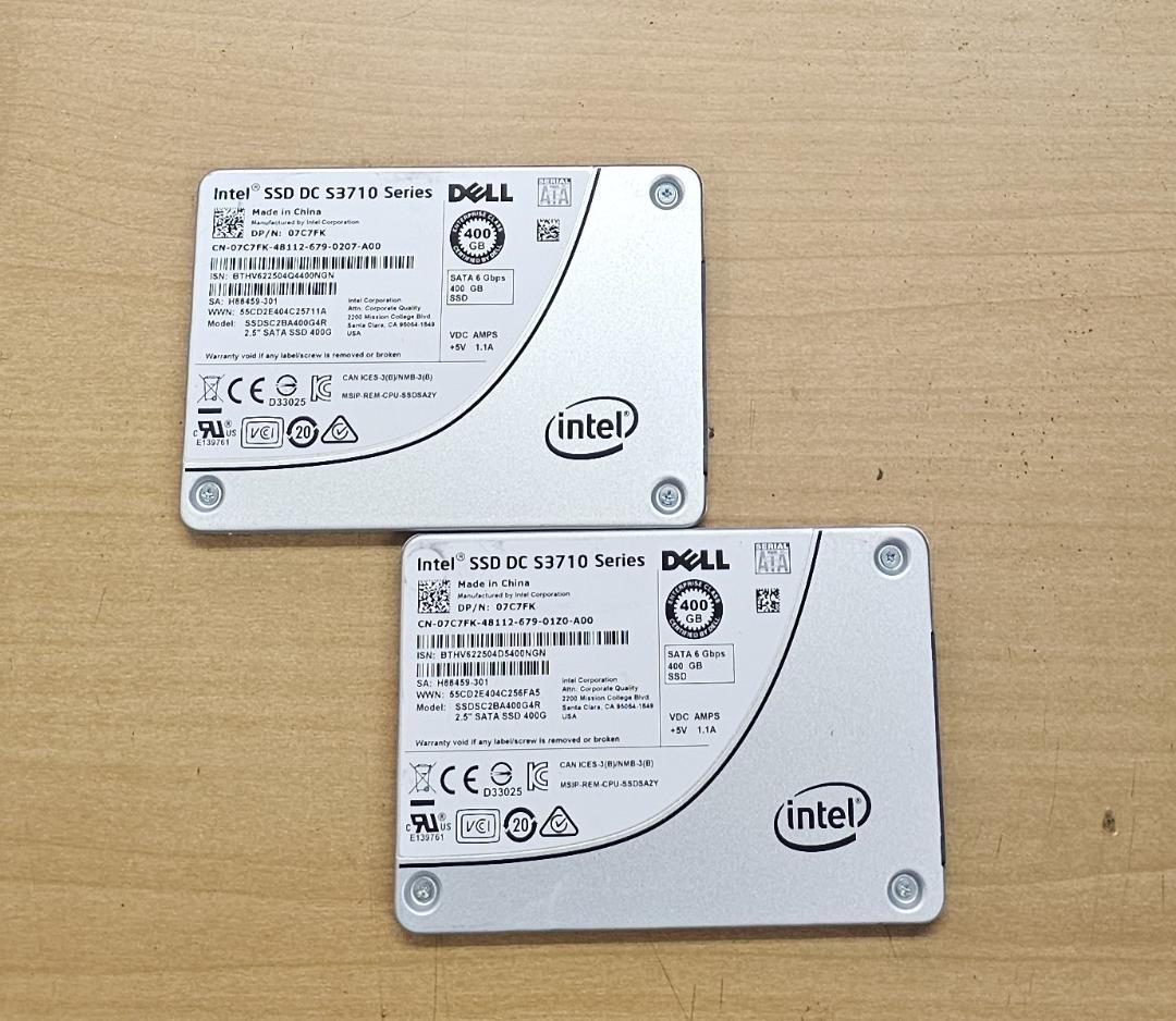 ③Intel 2.5インチSSD 400GB×2台セット DC S3710動作品