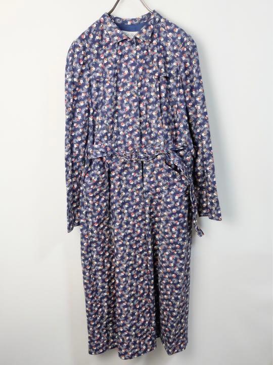 vintage レトロ 古著 花柄 総柄 トレンチ ロング ワンピース