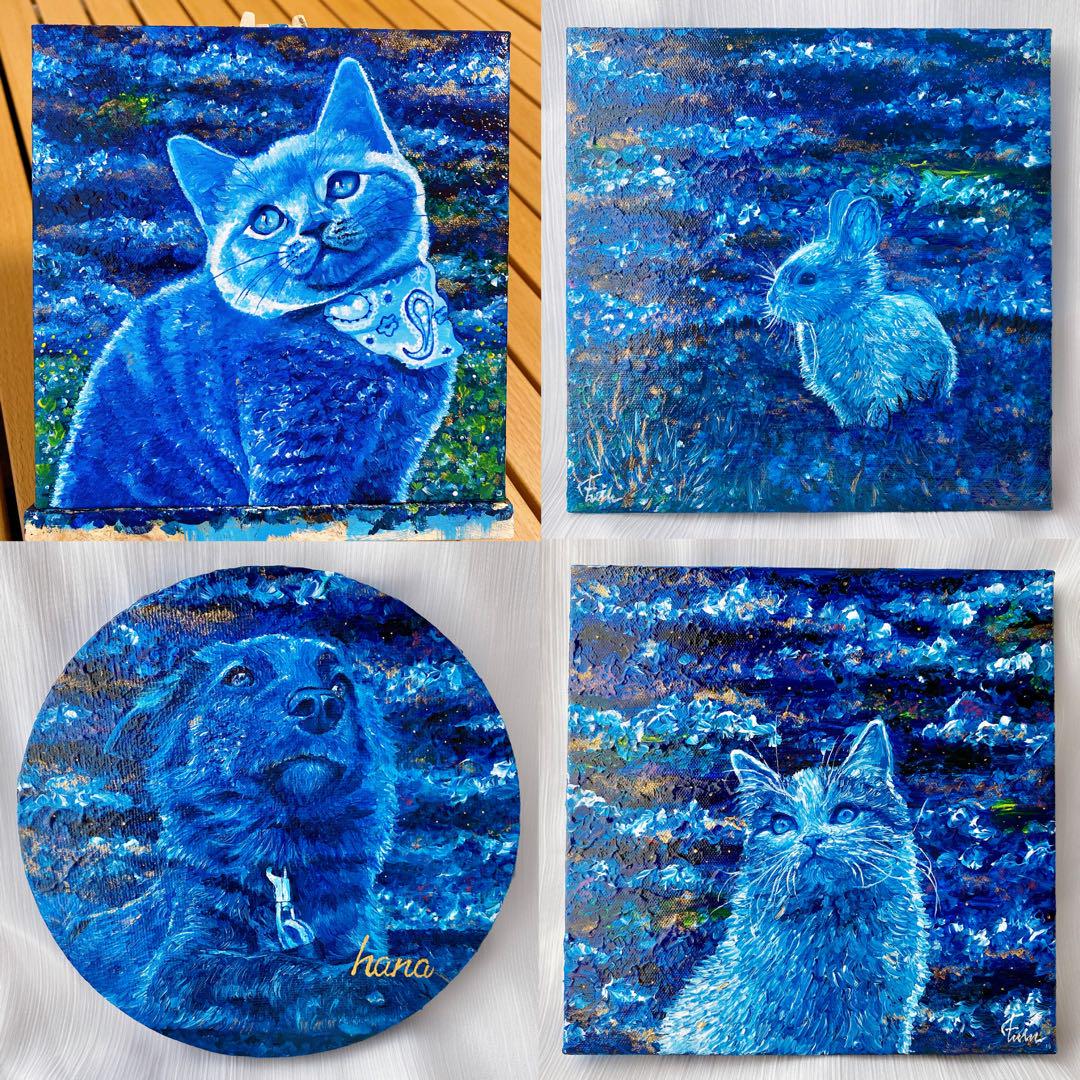 ピロリン ペット似顔絵オーダー 絵画 原画 ペット 犬 猫 動物