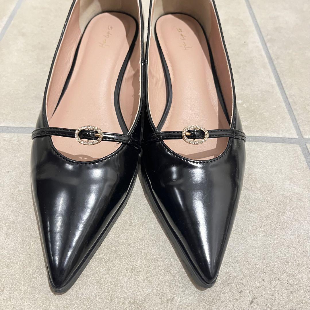 Herlipto Orangery Crystal Belted Pumps36 靴