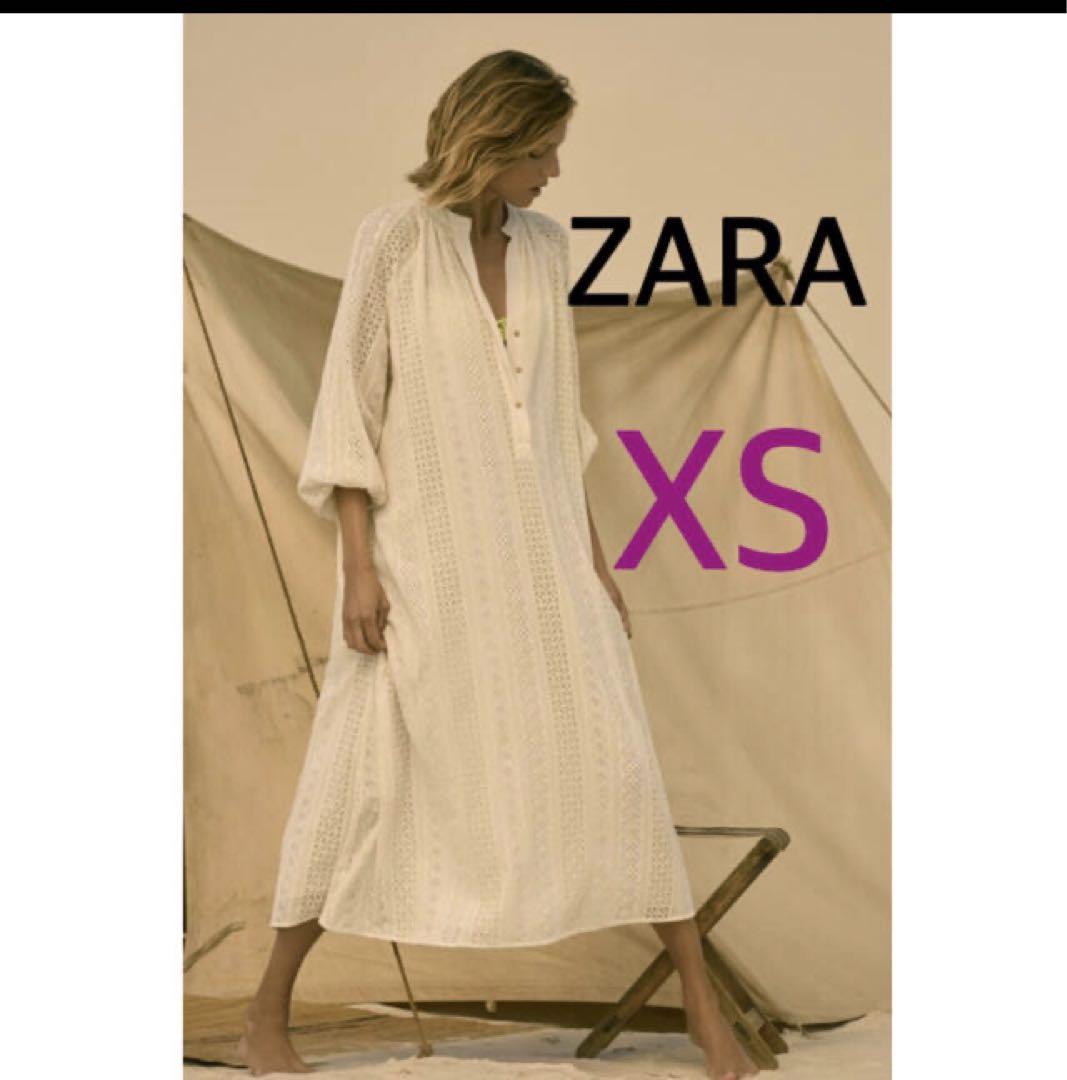 ZARA】ザラ カットワーク エンブロイダリー ミディワンピース