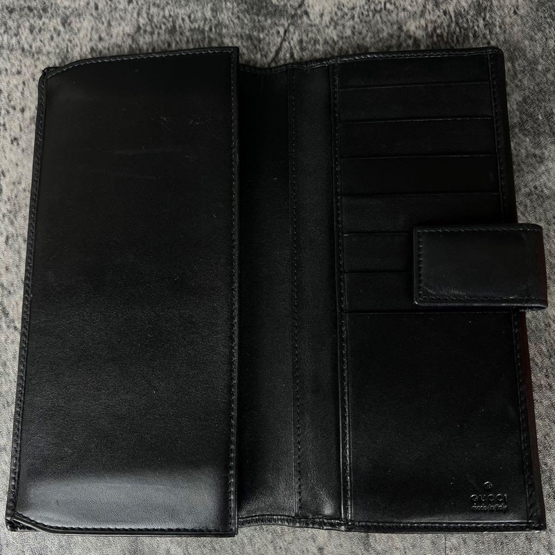 GUCCI GG柄×レザー 長財布 グッチプレート