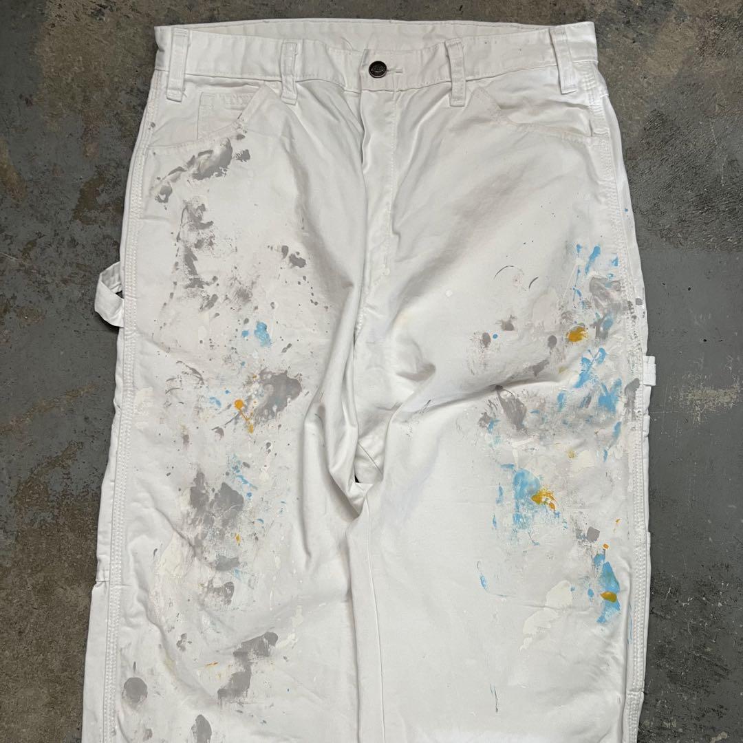 DICKIES ペンキ グランジ ホワイト ペインターパンツ W32