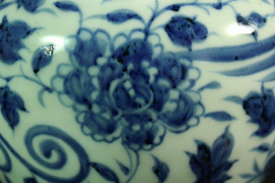 中国美術 青花 纏枝蓮花鳳紋 壷(K-A727) 中国美術 青花 纏枝蓮花鳳紋 壷(K-A727) - メルカリ