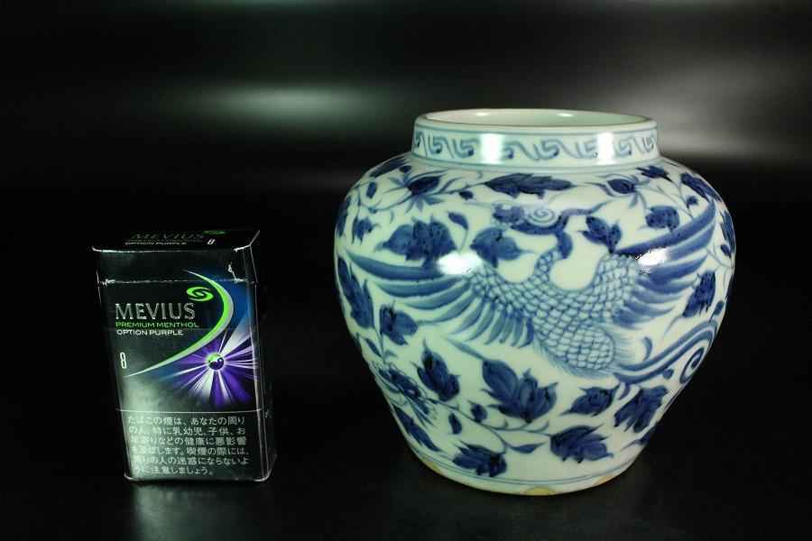中国美術 青花 纏枝蓮花鳳紋 壷(K-A727) 中国美術 青花 纏枝蓮花鳳紋 壷(K-A727) - メルカリ
