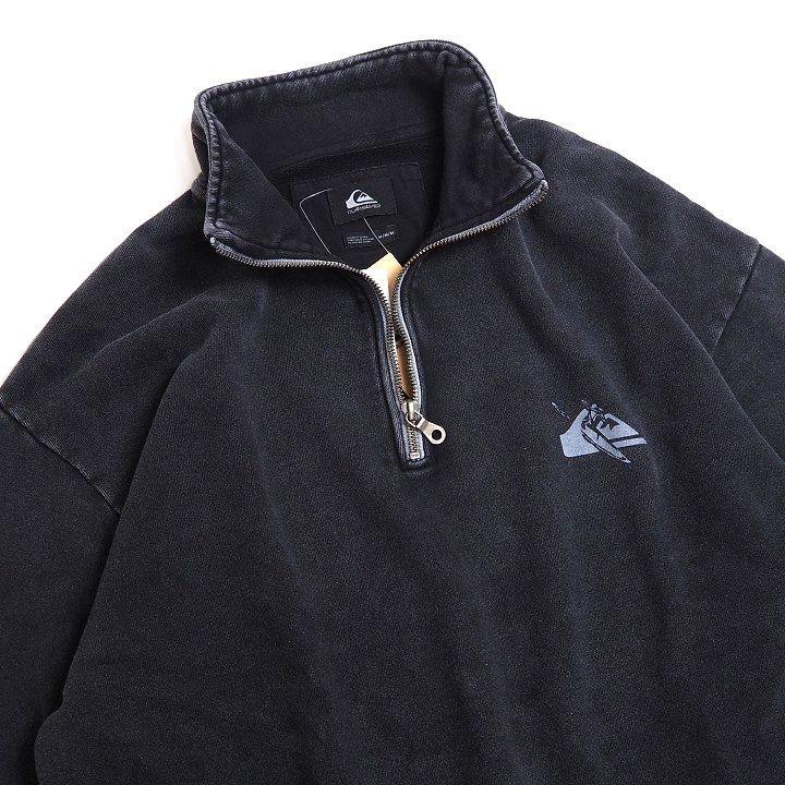 新品クイックシルバー ハーフジップ スウェット ヴィンテージ風 ゆるめ 黒 XL