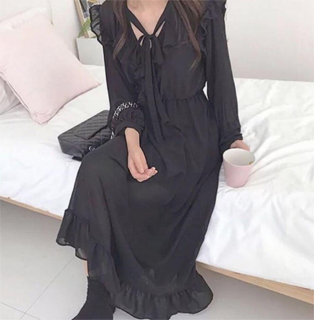 メルカリ Udresser フリルシフォンワンピース 黒 ロングワンピース 3 500 中古や未使用のフリマ メルカリ Udresser フリルシフォンワンピース 黒 ロングワンピース 3 500 中古や未使用のフリマ