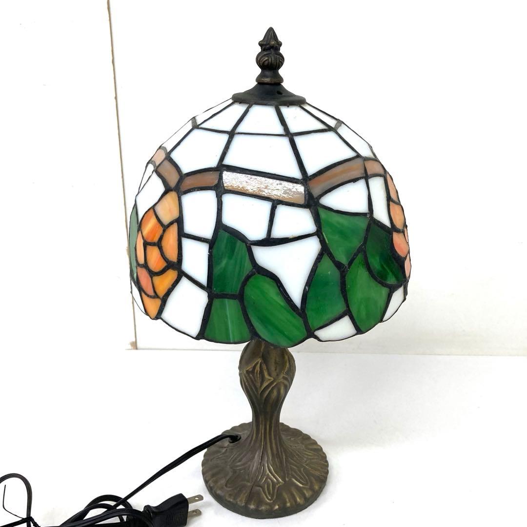 3604-N アンティーク ステンドグラス テーブルランプ オレンジ