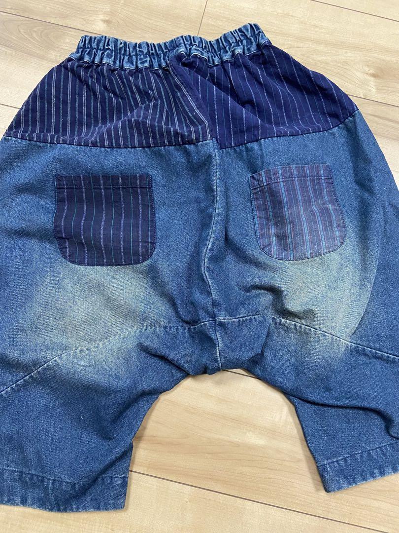 落花生　手作りハンドメイド刺繍古布デニムリメイクサルエルパンツ
